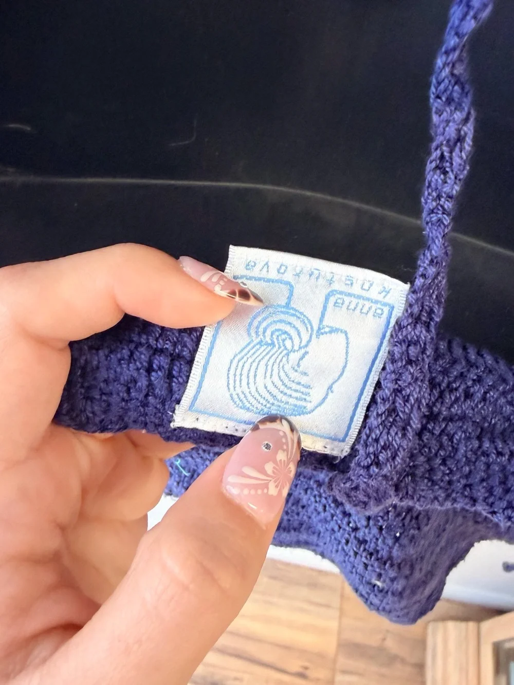Cream & Navy Crochet Tie-Side Bikini - Women Swim - Picture 3 of 4